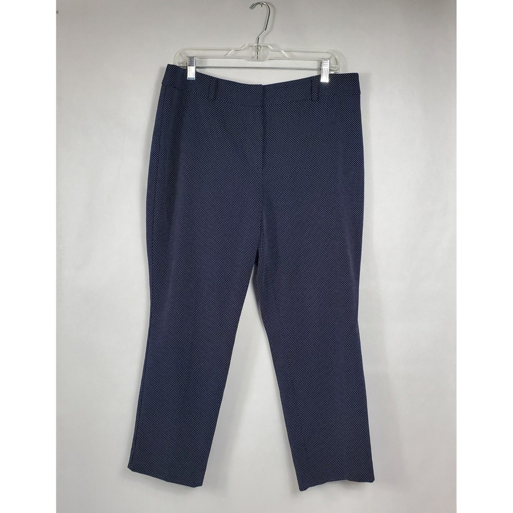 Ann Taylor Petite Signature Navy Polka Dot Dress Pants Womens 12P Tapered Leg